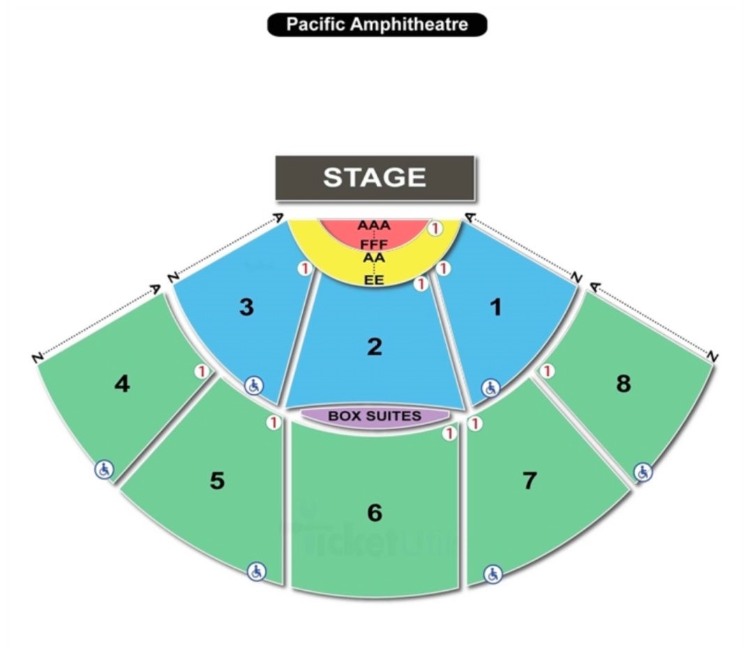 Pacific Amphitheater Seating Chart With Seat Numbers